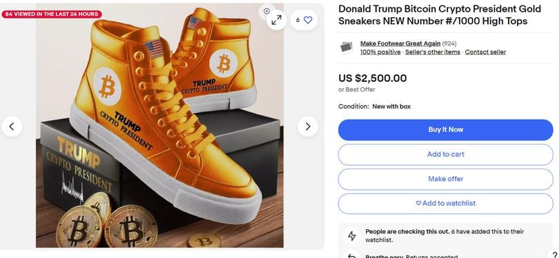 Donald Trump Site Lists Limited-Edition 'Bitcoin Sneakers' for as Much as $500 a Pair